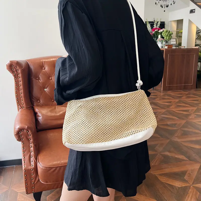 Women's Contrasting Stitched Crossbody Bag 2024 - Image 7