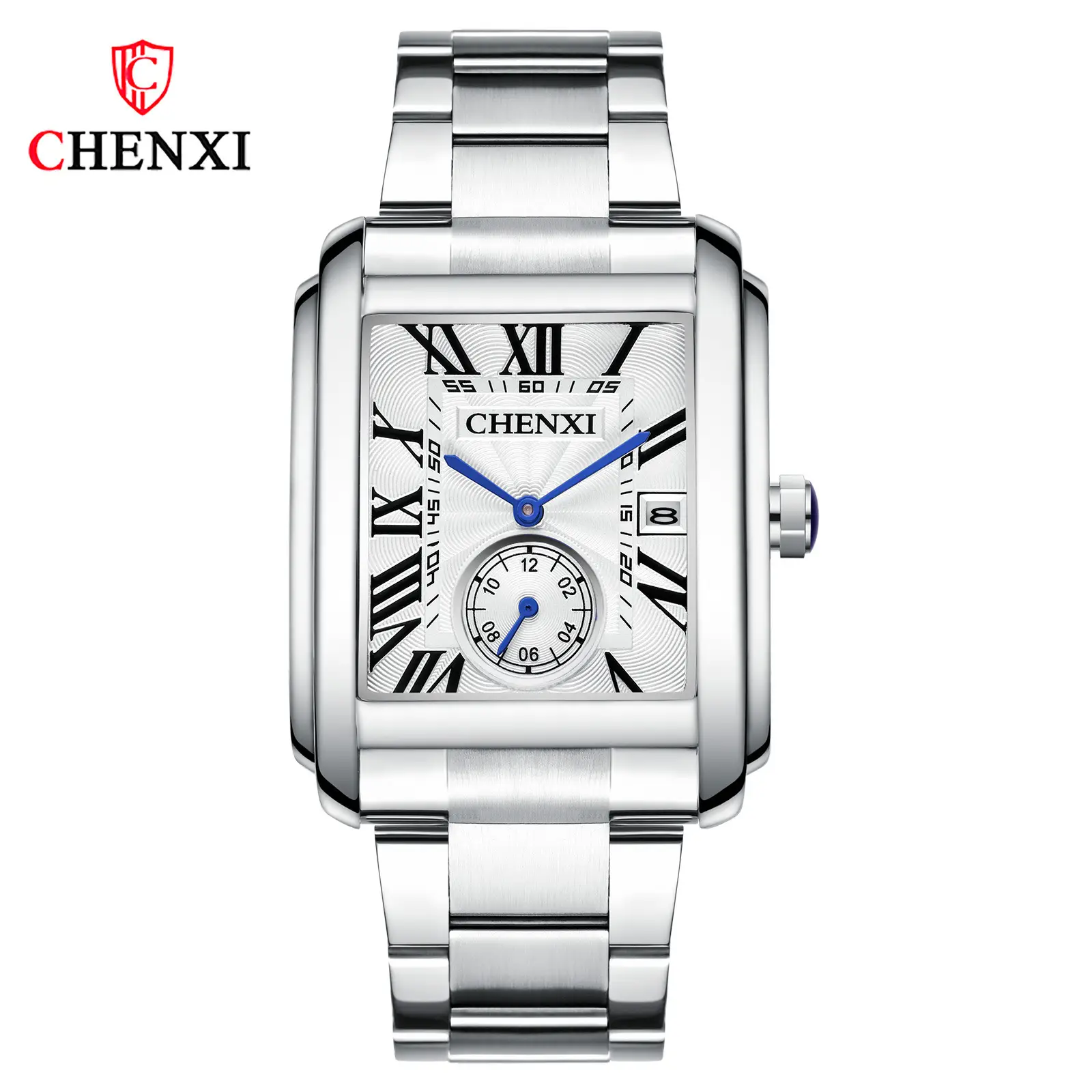 Men's Square Steel Belt Calendar Watch Live Cross-border