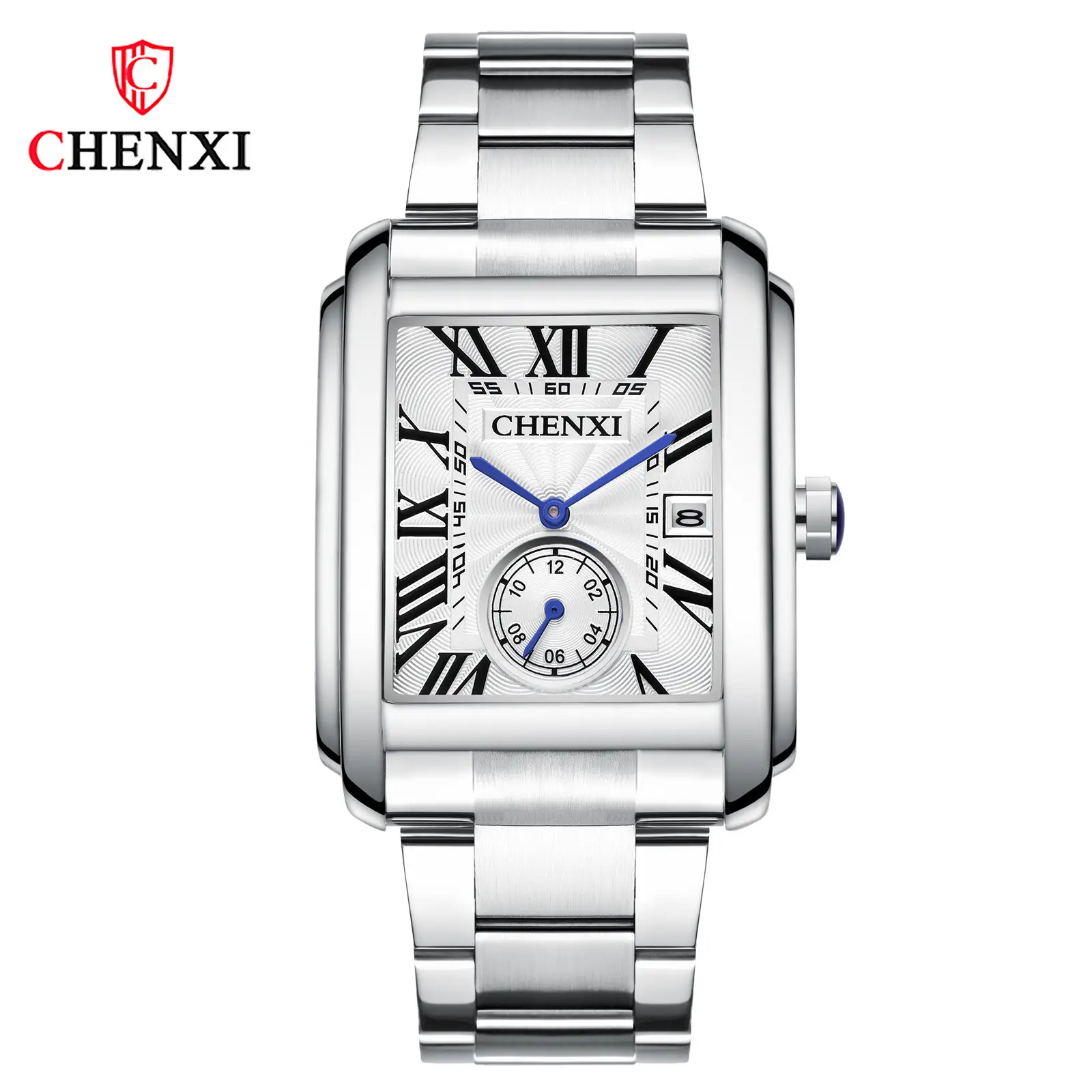 Men's Square Steel Belt Calendar Watch Live Cross-border