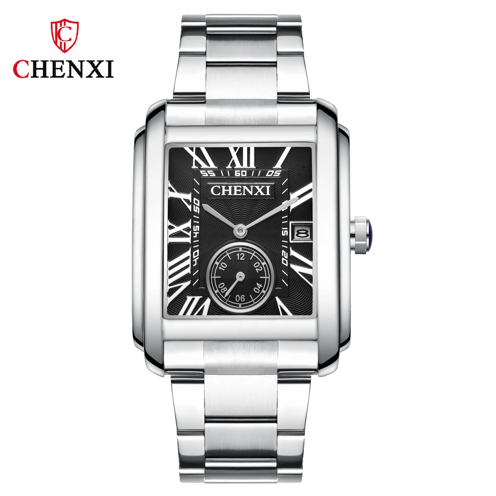 Men's Square Steel Belt Calendar Watch Live Cross-border
