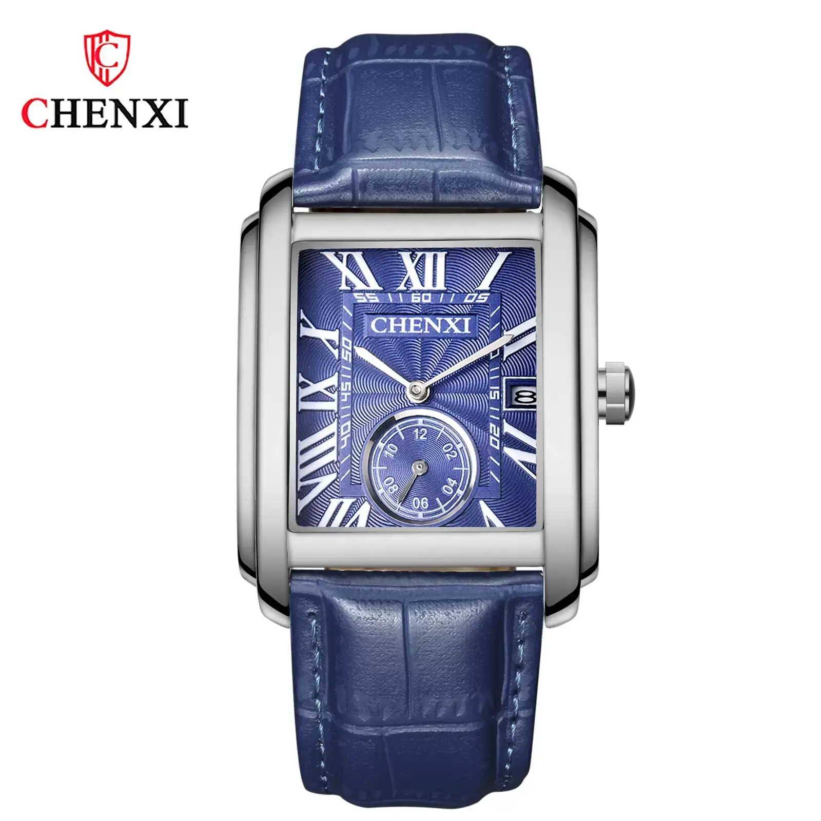 Men's Square Steel Belt Calendar Watch Live Cross-border