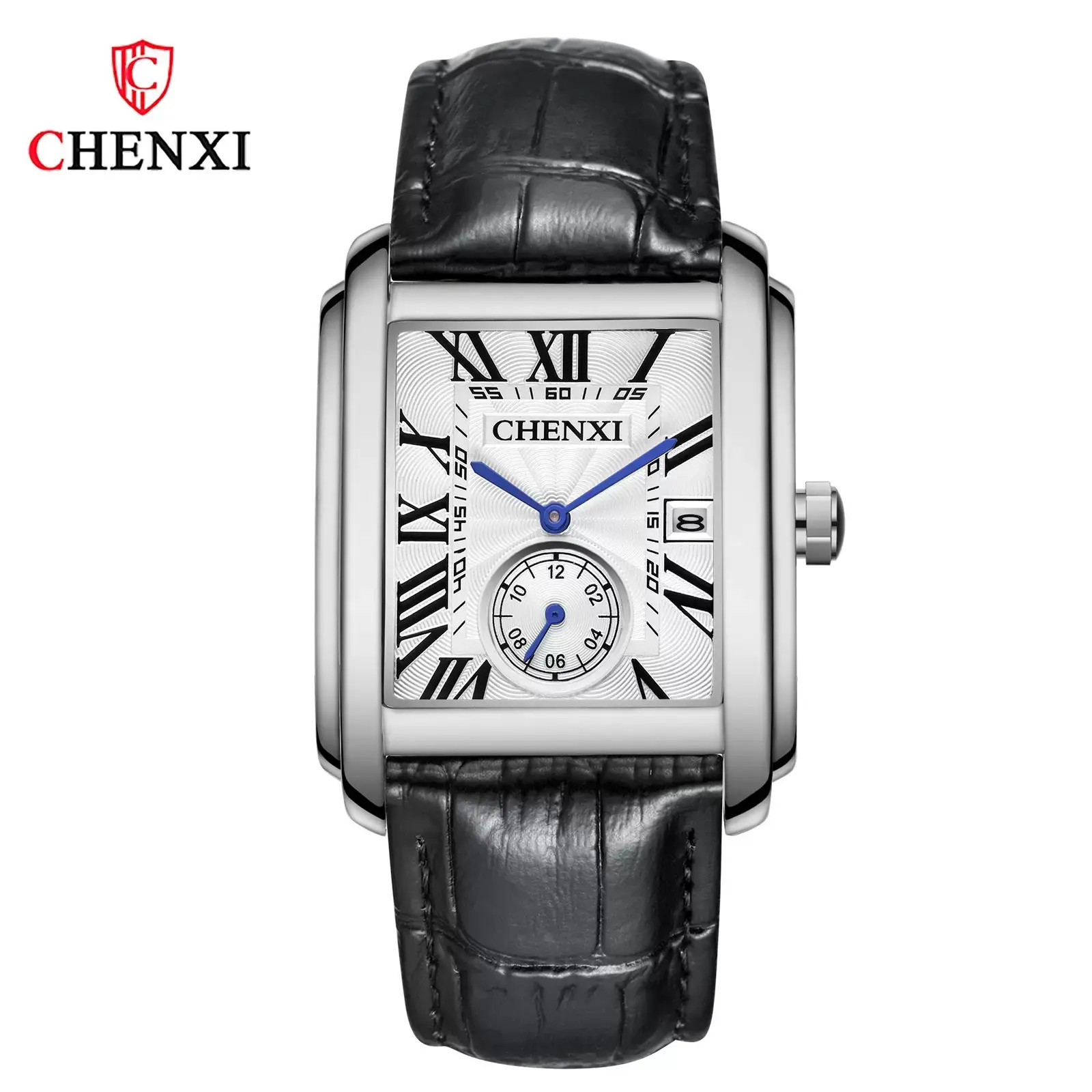 Men's Square Steel Belt Calendar Watch Live Cross-border