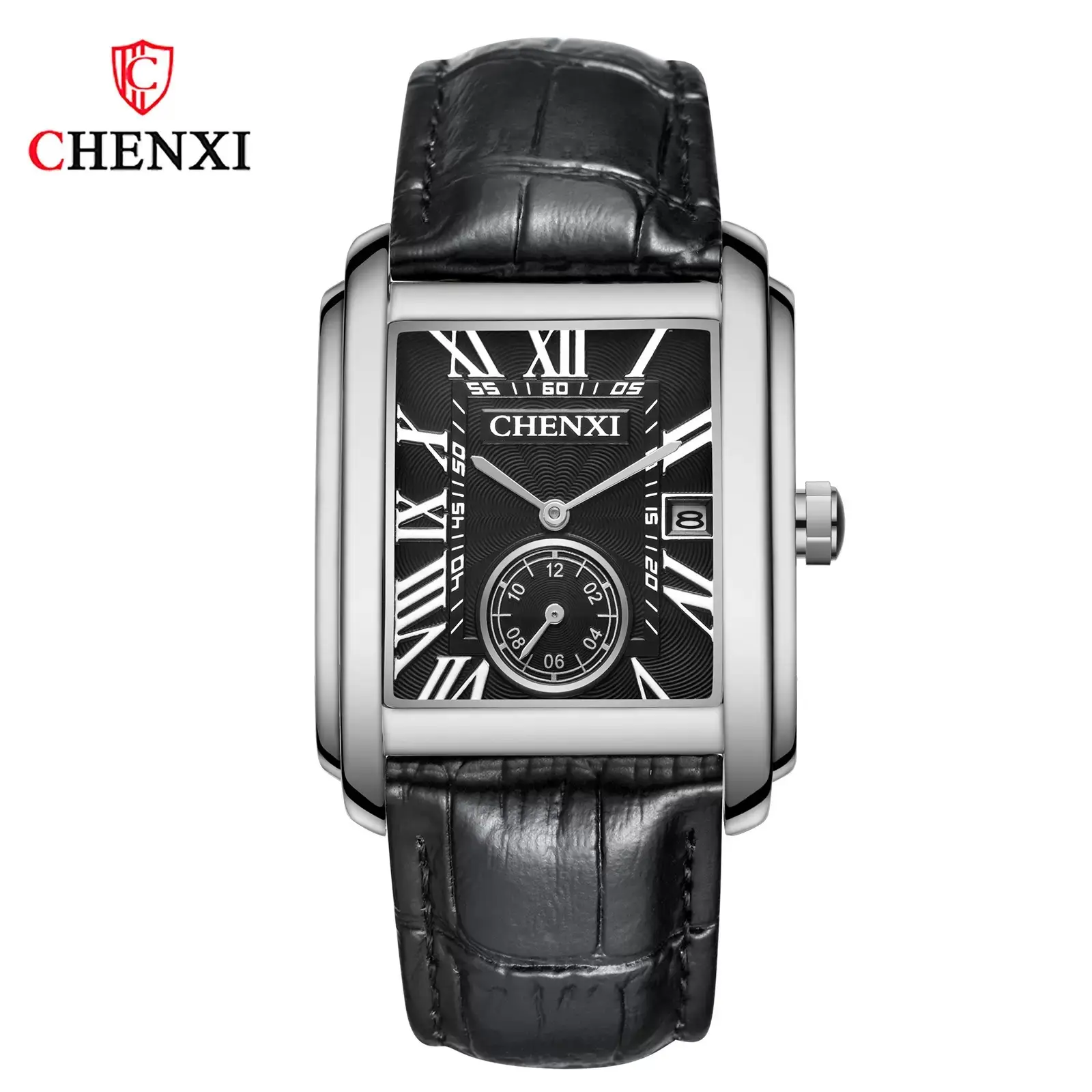 Men's Square Steel Belt Calendar Watch Live Cross-border