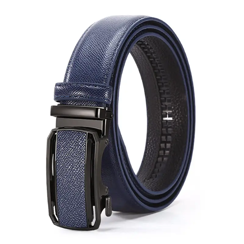 Men's Automatic Buckle Belt Grey Leather Casual Business