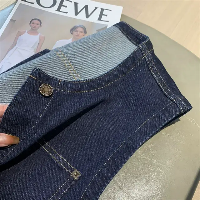 Women Dark Blue Denim Vest with 4 Pocket Design — feature 25