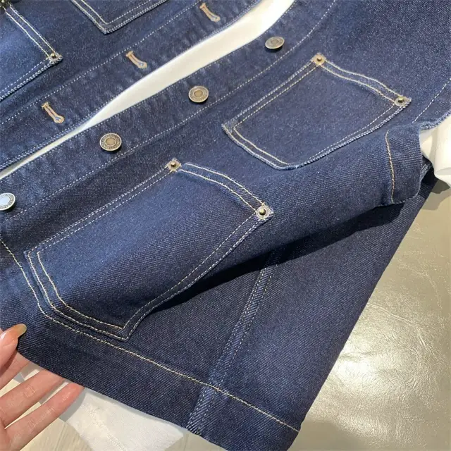 Women Dark Blue Denim Vest with 4 Pocket Design — feature 26