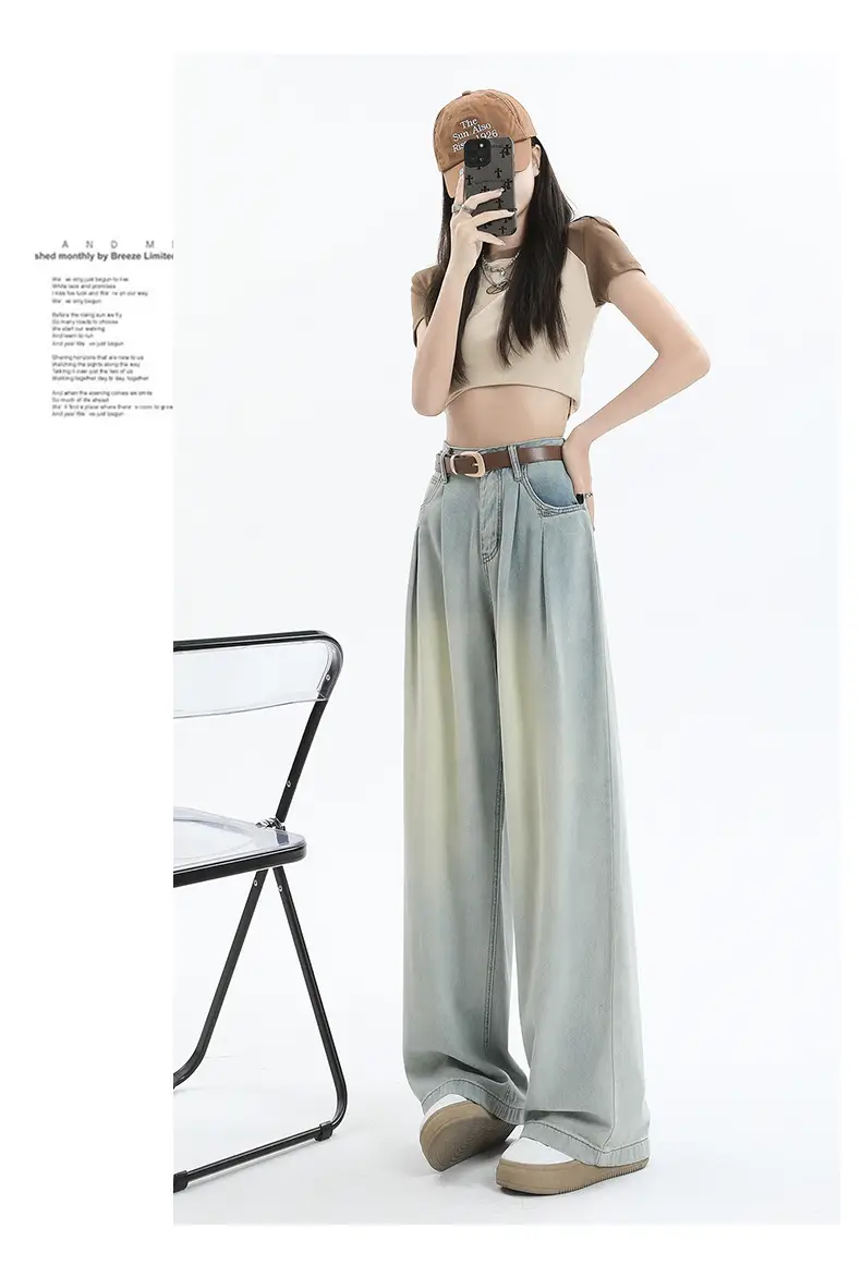 Women's Dark Blue Pleated Wide Leg Pants 2024 — feature 12