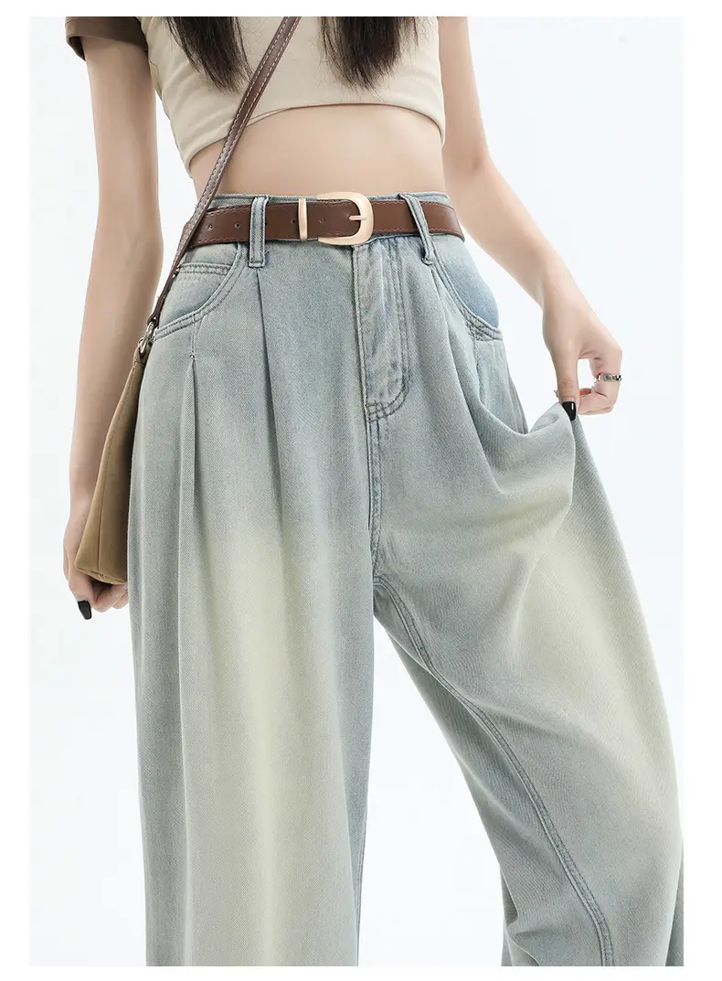 Women's Dark Blue Pleated Wide Leg Pants 2024 — feature 14