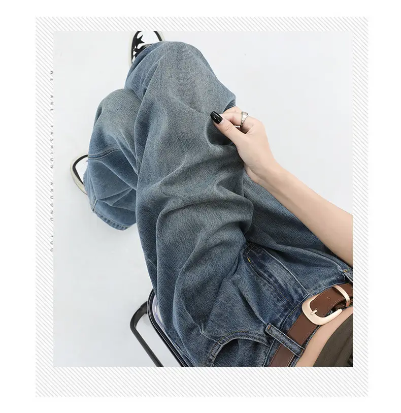 Women's Dark Blue Pleated Wide Leg Pants 2024 — feature 18
