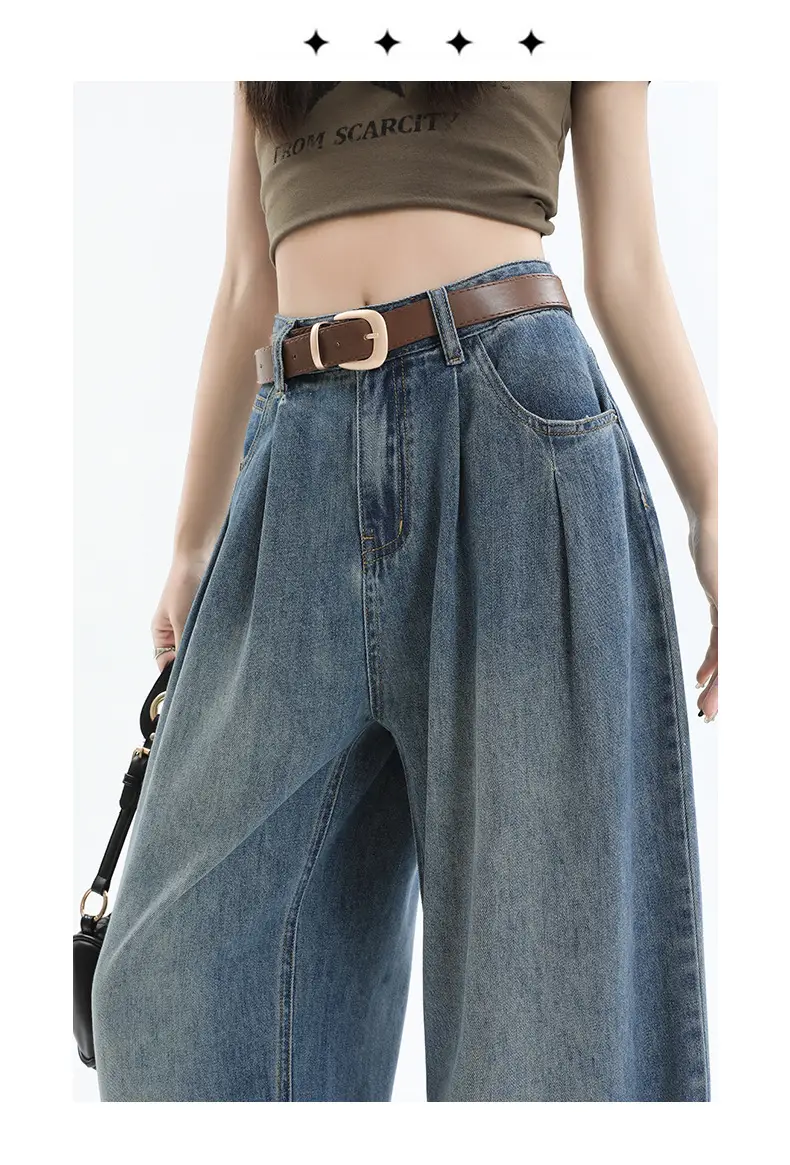 Women's Dark Blue Pleated Wide Leg Pants 2024 — feature 20