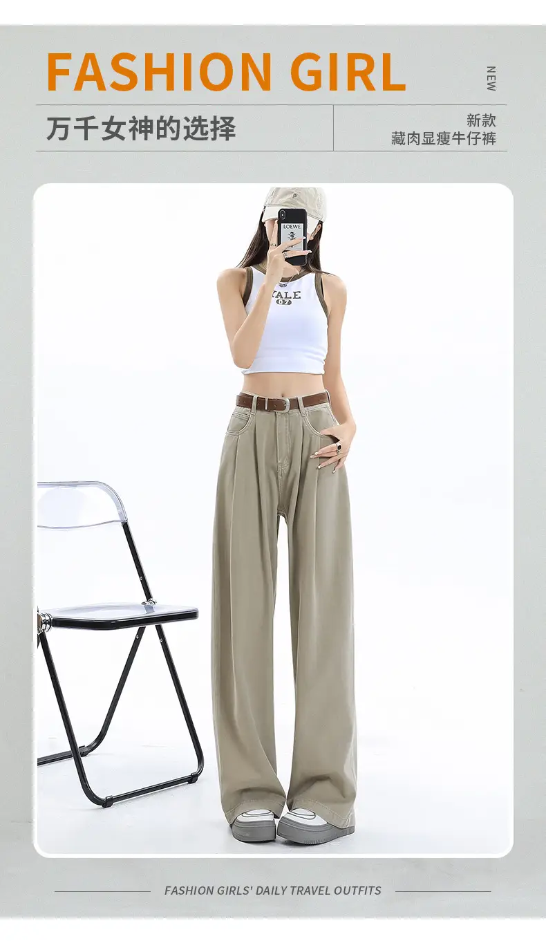 Women's Dark Blue Pleated Wide Leg Pants 2024 — feature 25