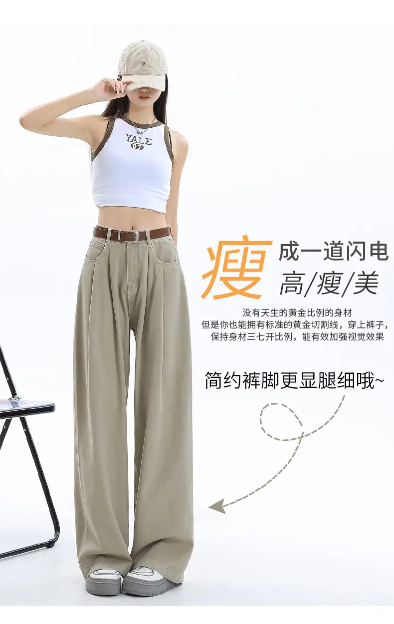 Women's Dark Blue Pleated Wide Leg Pants 2024 — feature 28