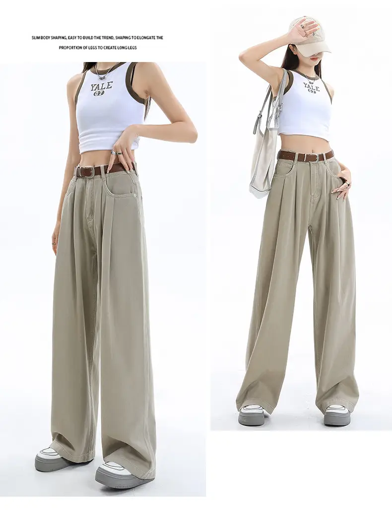 Women's Dark Blue Pleated Wide Leg Pants 2024 — feature 30