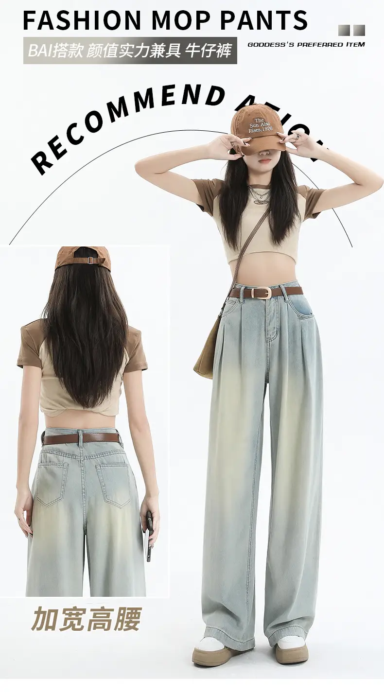 Women's Dark Blue Pleated Wide Leg Pants 2024 — feature 4