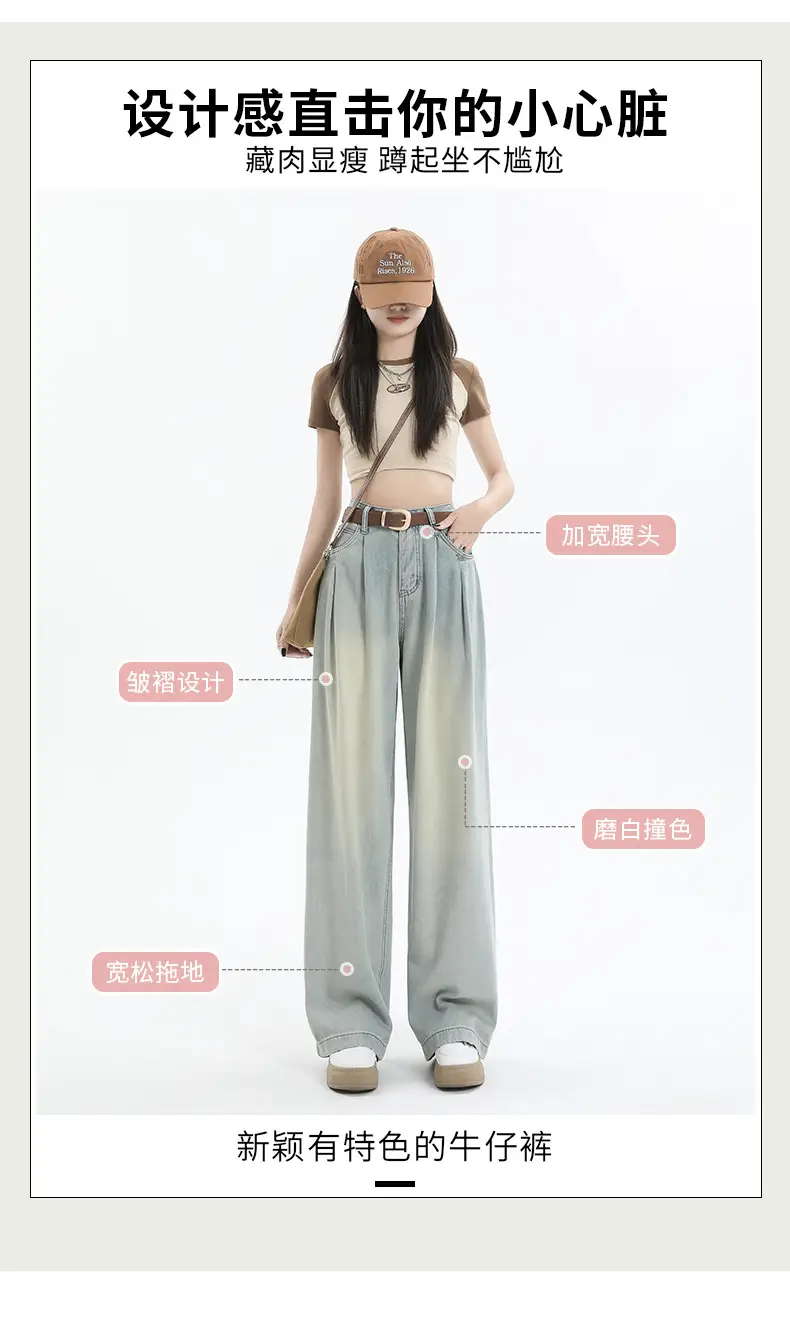 Women's Dark Blue Pleated Wide Leg Pants 2024 — feature 6