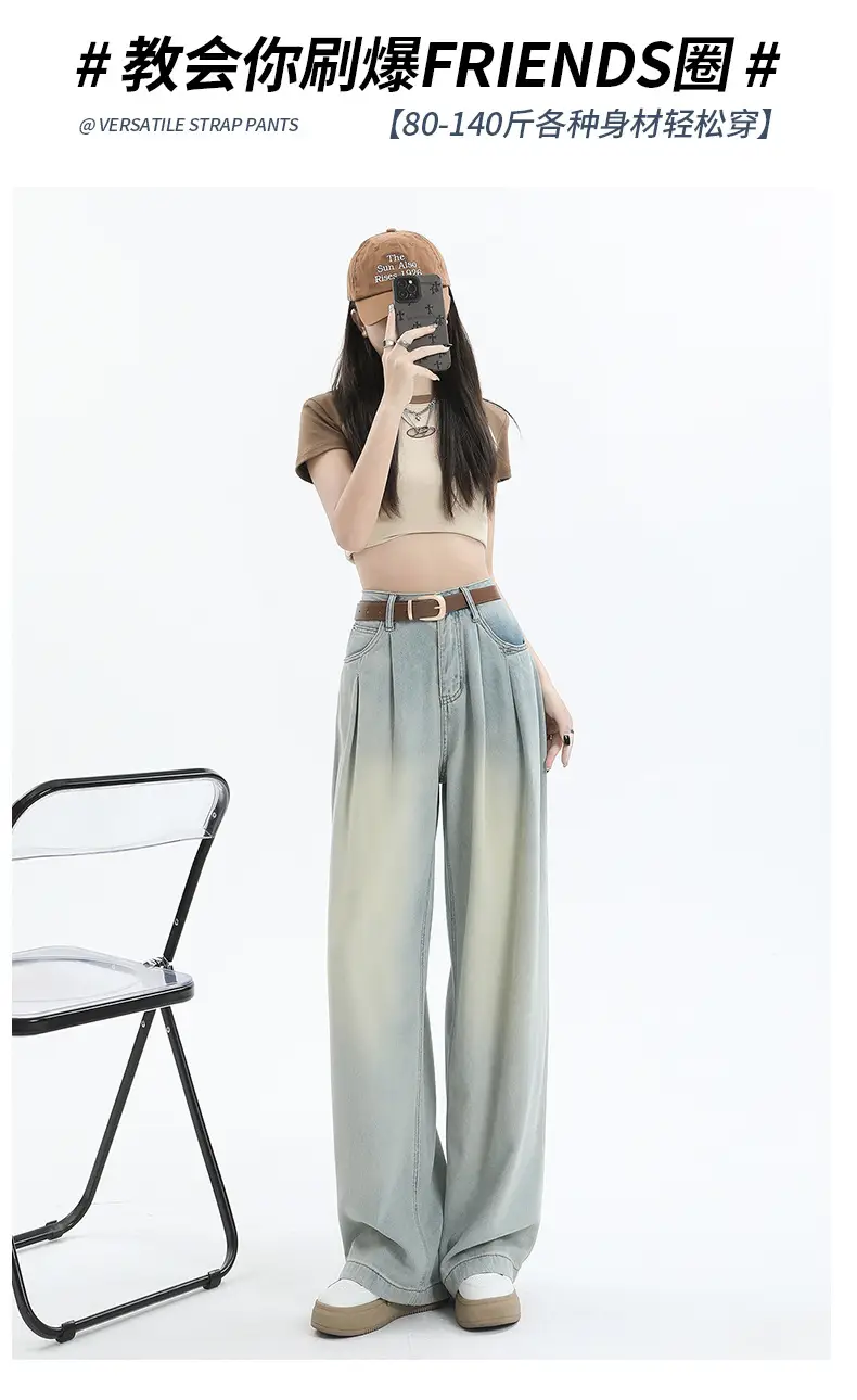 Women's Dark Blue Pleated Wide Leg Pants 2024 — feature 7