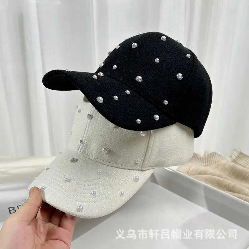 Korean Fashion Pearl Sun Hat Woolen Warm Duck Tounge - Image 8