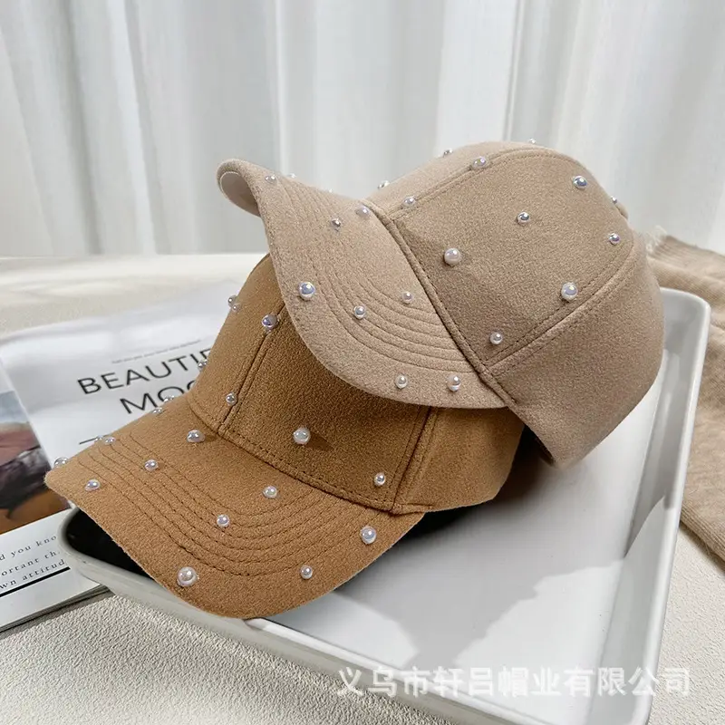 Korean Fashion Pearl Sun Hat Woolen Warm Duck Tounge - Image 9