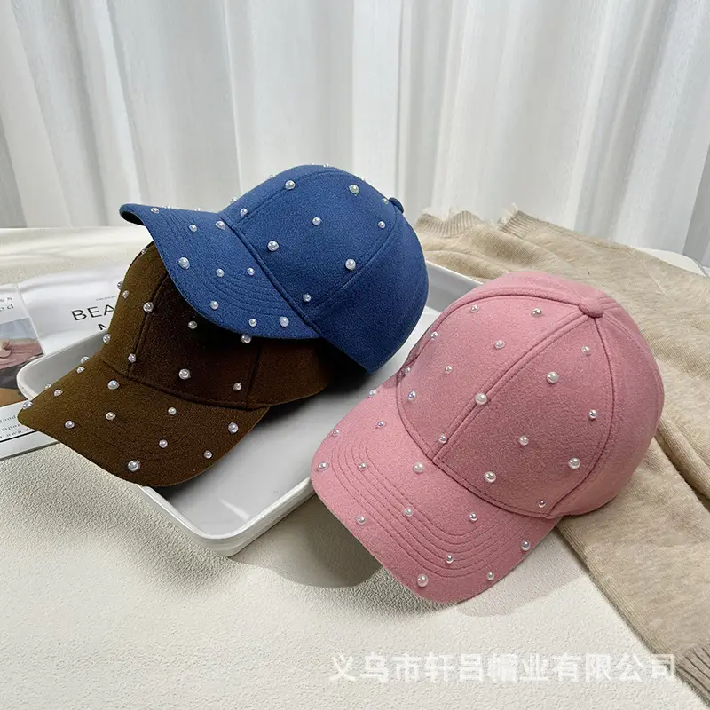 Korean Fashion Pearl Sun Hat Woolen Warm Duck Tounge - Image 10