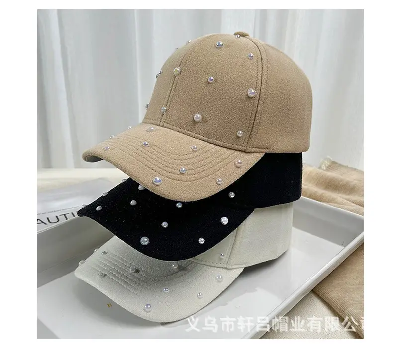 Korean Fashion Pearl Sun Hat Woolen Warm Duck Tounge — feature 34