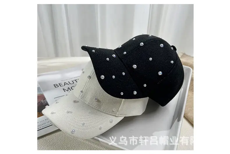 Korean Fashion Pearl Sun Hat Woolen Warm Duck Tounge — feature 35