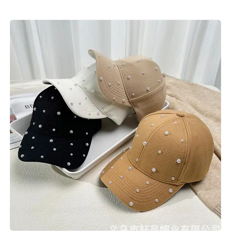 Korean Fashion Pearl Sun Hat Woolen Warm Duck Tounge — feature 36