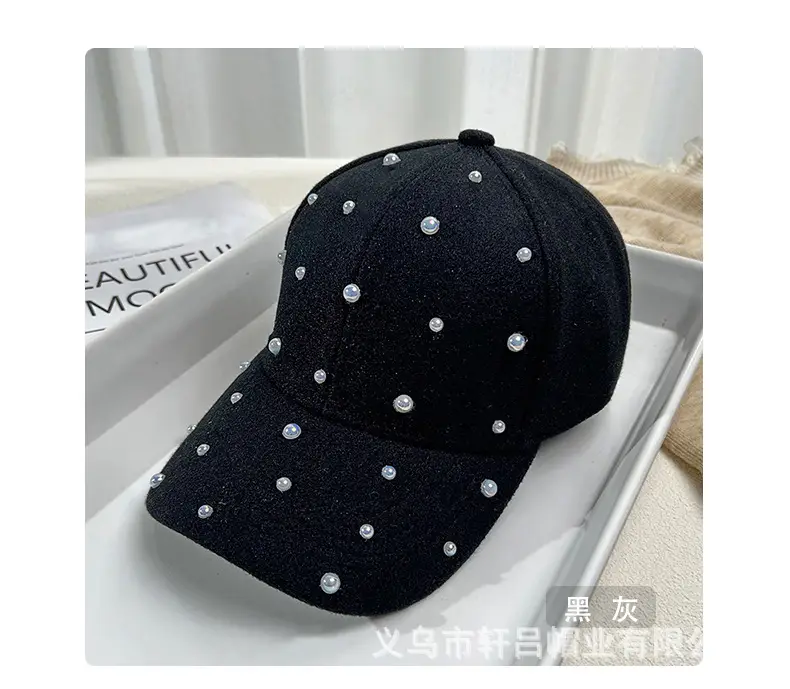 Korean Fashion Pearl Sun Hat Woolen Warm Duck Tounge — feature 37