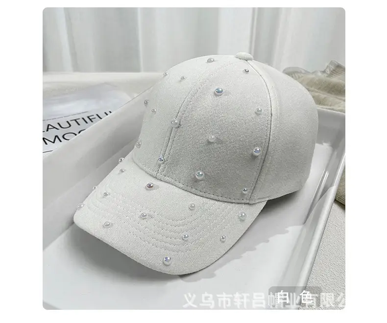 Korean Fashion Pearl Sun Hat Woolen Warm Duck Tounge — feature 38