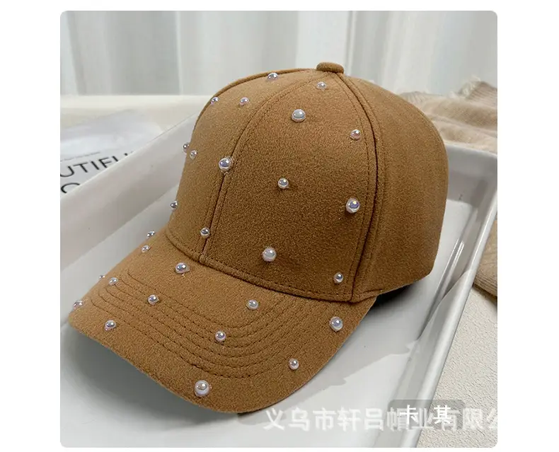 Korean Fashion Pearl Sun Hat Woolen Warm Duck Tounge — feature 39