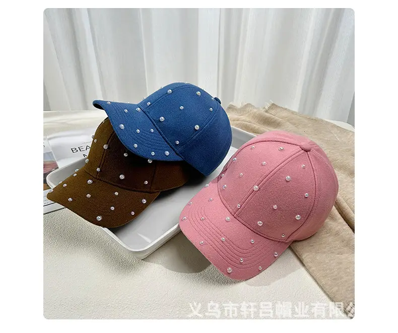 Korean Fashion Pearl Sun Hat Woolen Warm Duck Tounge — feature 40