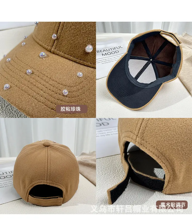 Korean Fashion Pearl Sun Hat Woolen Warm Duck Tounge — feature 41