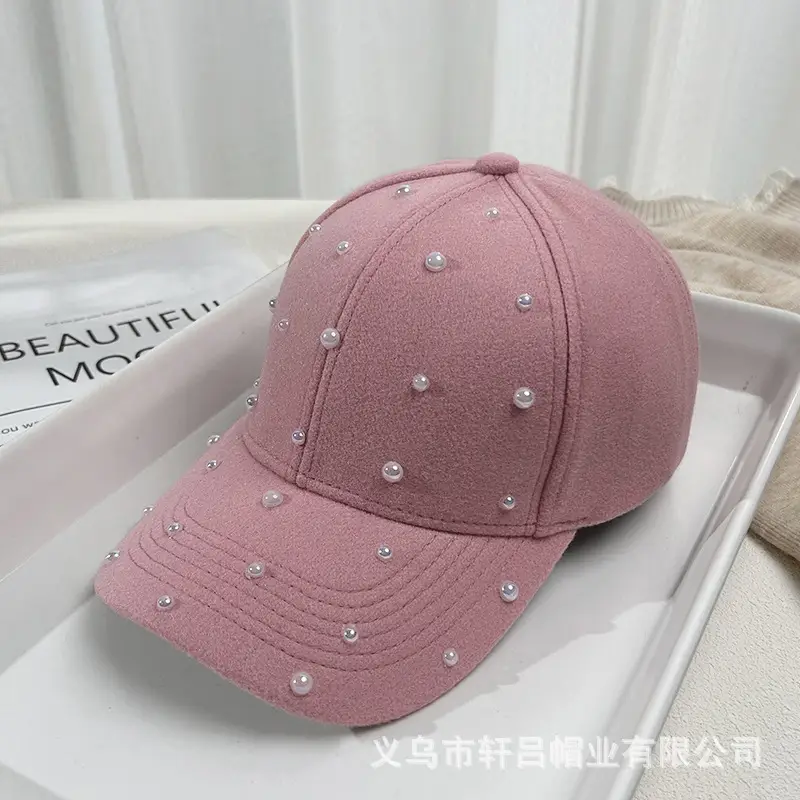 Korean Fashion Pearl Sun Hat Woolen Warm Duck Tounge - Image 2