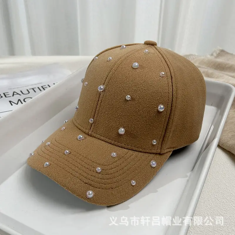 Korean Fashion Pearl Sun Hat Woolen Warm Duck Tounge - Image 5