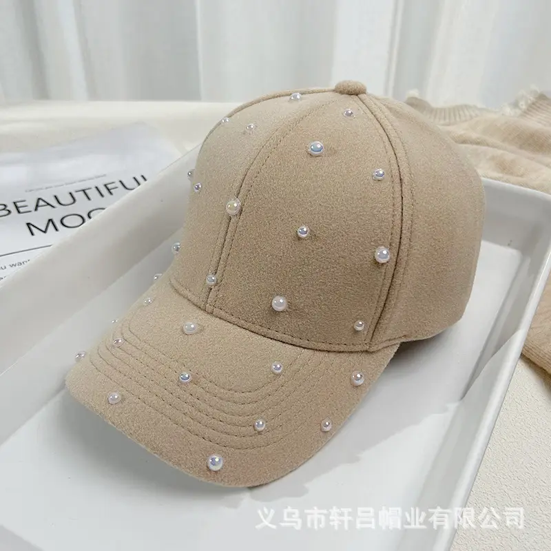 Korean Fashion Pearl Sun Hat Woolen Warm Duck Tounge - Image 6