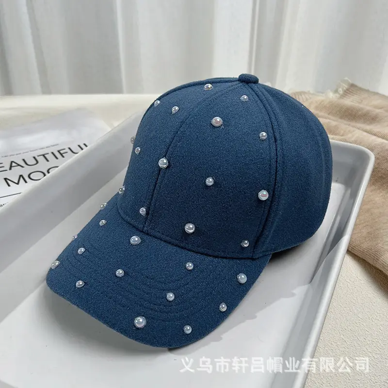 Korean Fashion Pearl Sun Hat Woolen Warm Duck Tounge - Image 7