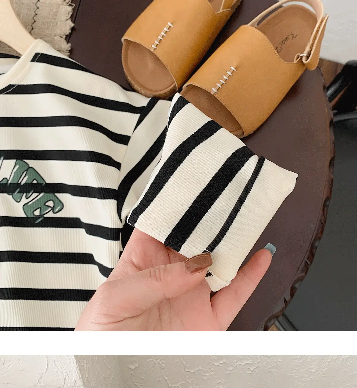 Kids Striped Long Sleeve T-Shirt Bear Print Korean Style — feature 13