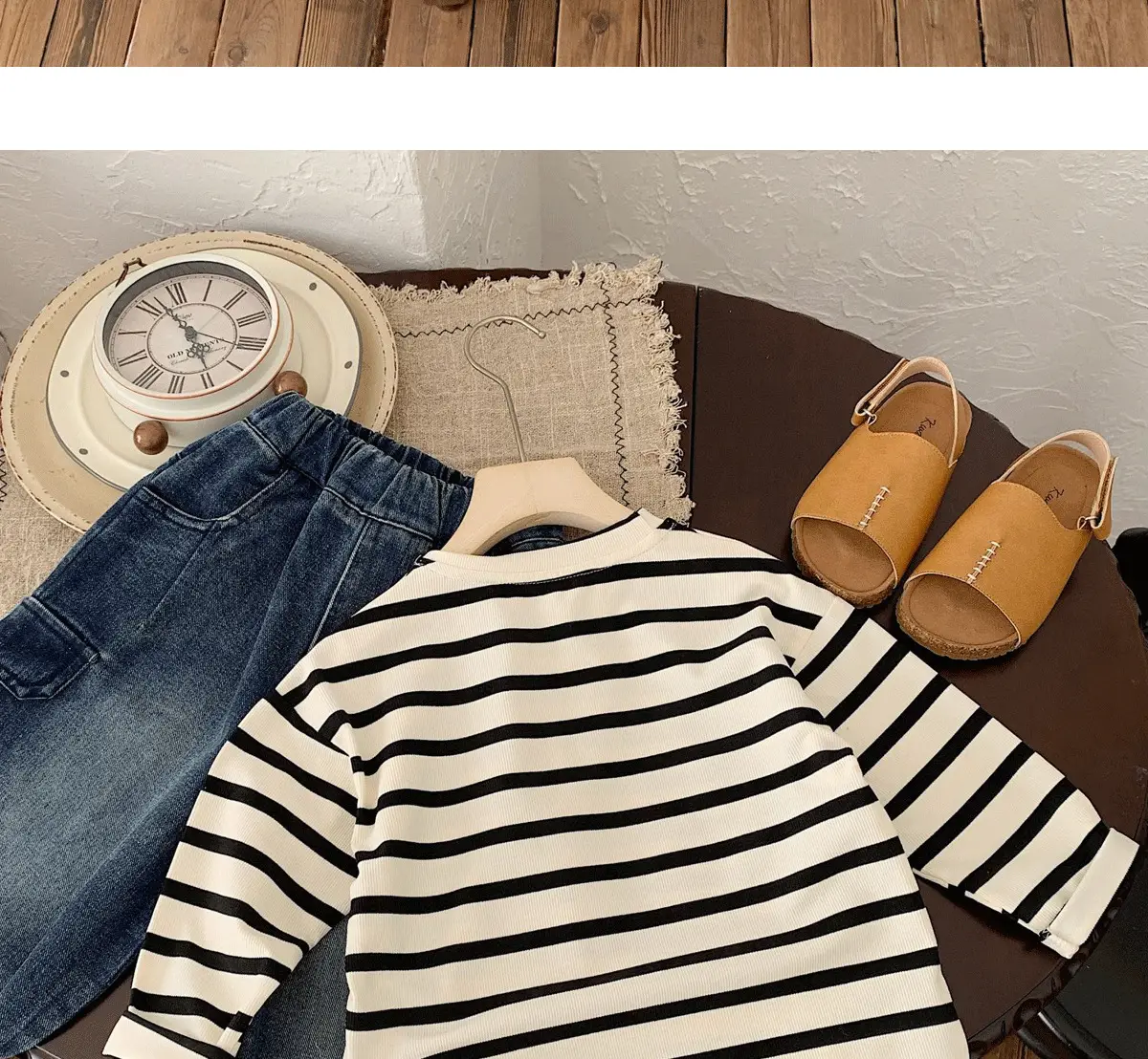Kids Striped Long Sleeve T-Shirt Bear Print Korean Style — feature 9