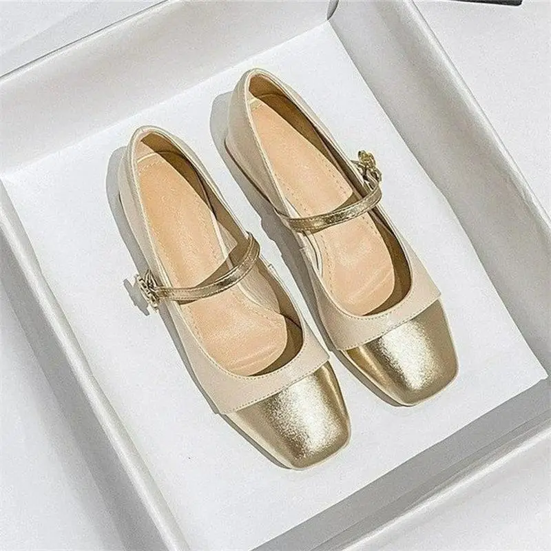 Women's Mary Jane Flat Heels Gold Beige 2024 - Image 6