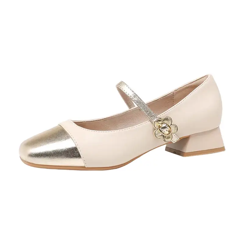 Women's Mary Jane Flat Heels Gold Beige 2024 - Image 7