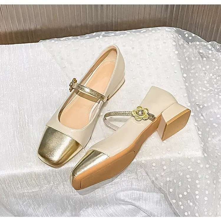 Women's Mary Jane Flat Heels Gold Beige 2024 — feature 12