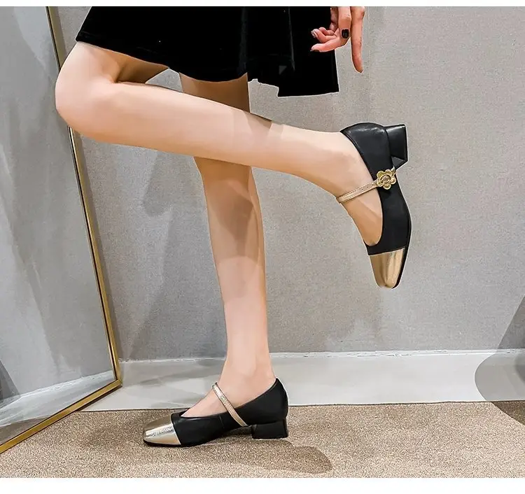 Women's Mary Jane Flat Heels Gold Beige 2024 — feature 8