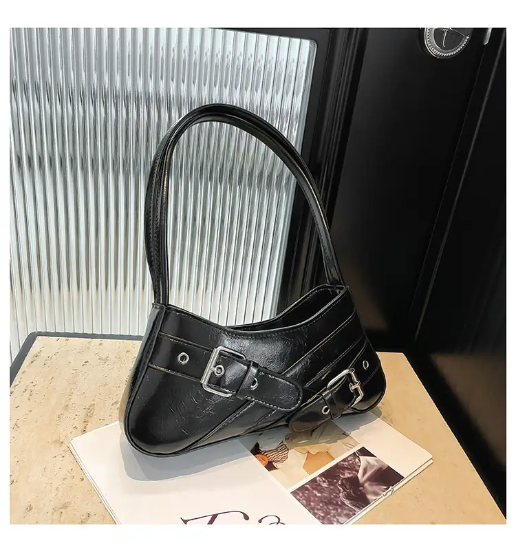 Red Women's Shoulder Bag with Buckle Strap — feature 10