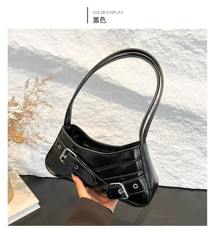 Red Women's Shoulder Bag with Buckle Strap — feature 11