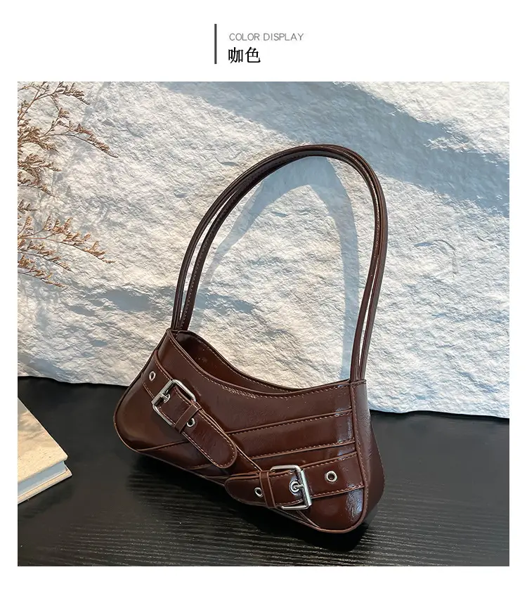 Red Women's Shoulder Bag with Buckle Strap — feature 18
