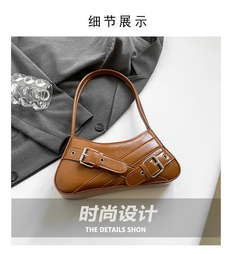 Red Women's Shoulder Bag with Buckle Strap — feature 2