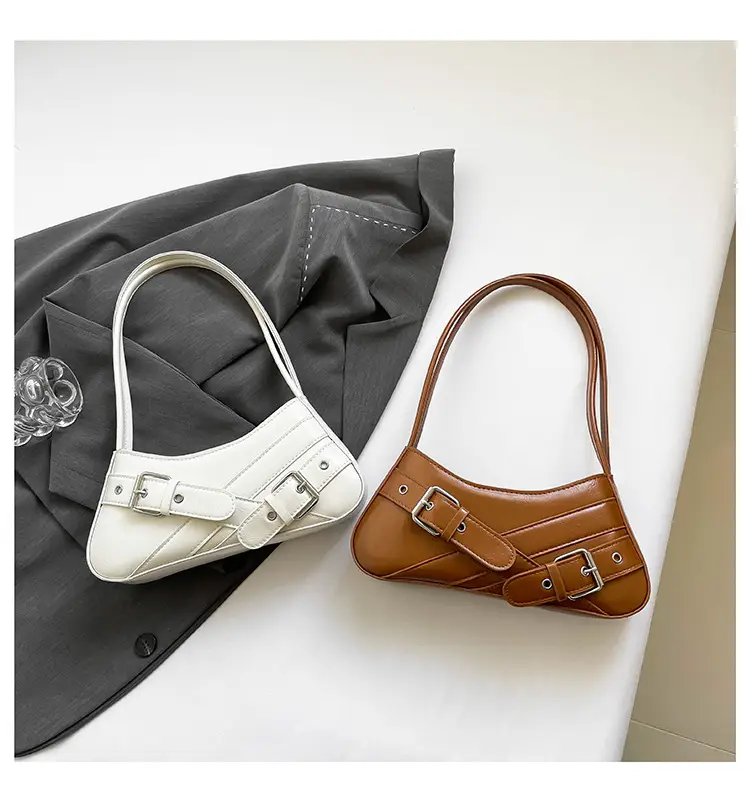 Red Women's Shoulder Bag with Buckle Strap — feature 20