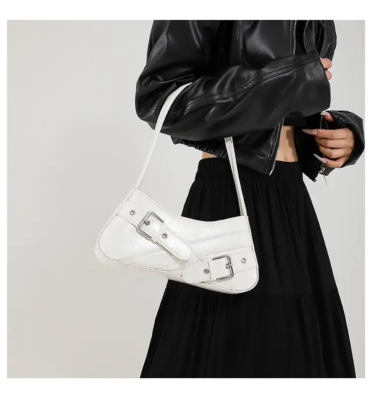 Red Women's Shoulder Bag with Buckle Strap — feature 22