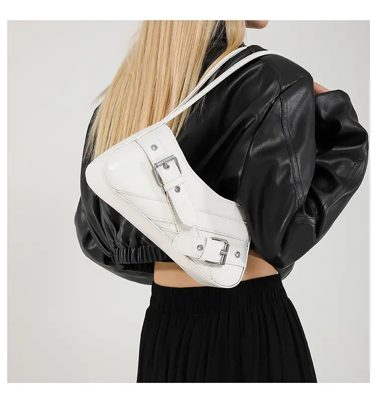 Red Women's Shoulder Bag with Buckle Strap — feature 23