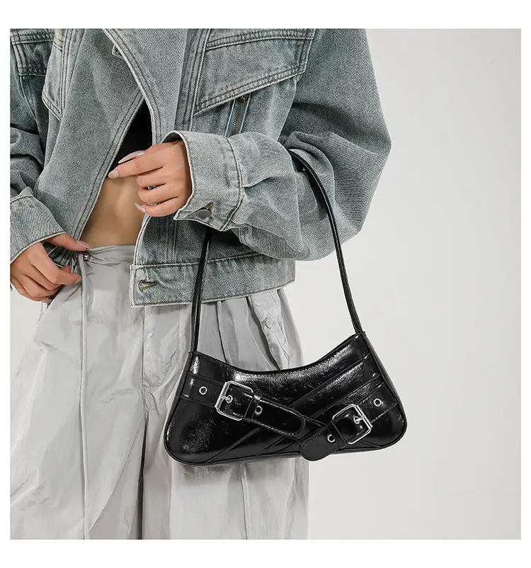 Red Women's Shoulder Bag with Buckle Strap — feature 28