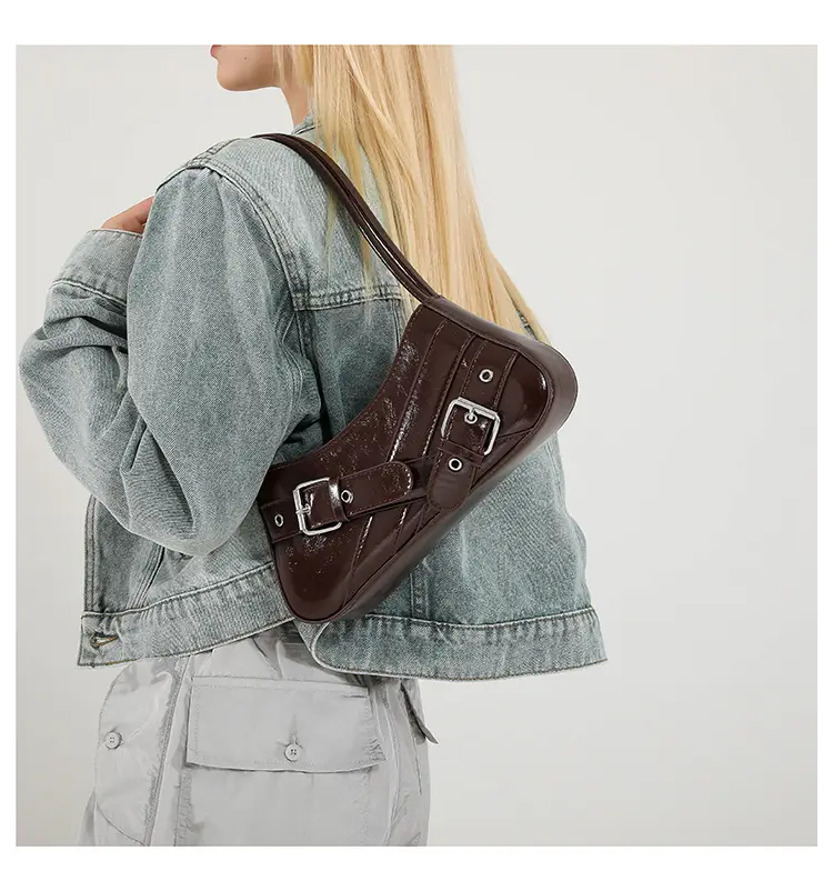 Red Women's Shoulder Bag with Buckle Strap — feature 29